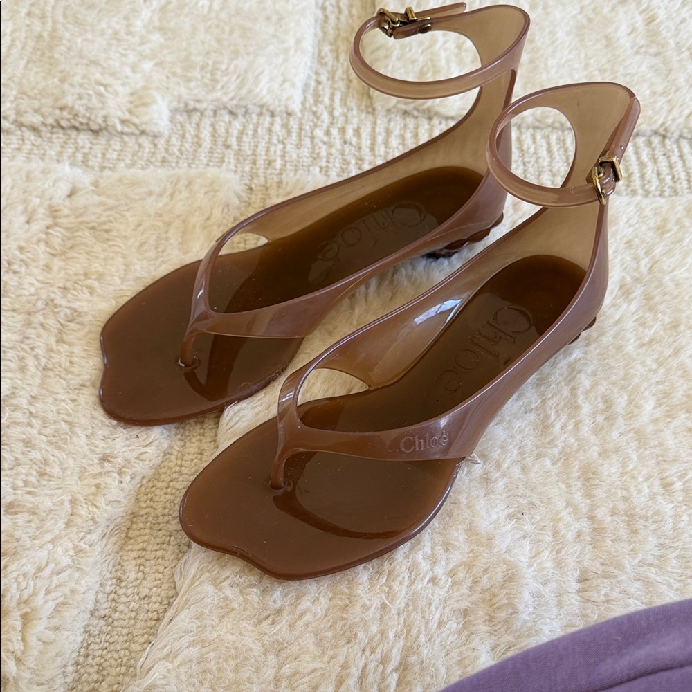Chloe Jelly Thong Ankle-Strap Sandals
